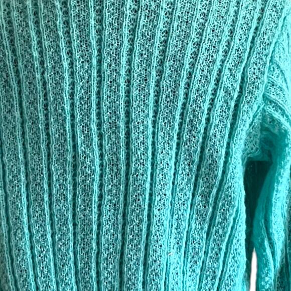3/$15 Frill Trim Light Blue Fall Cardigan Warm Sweater Medium - Picture 3 of 7